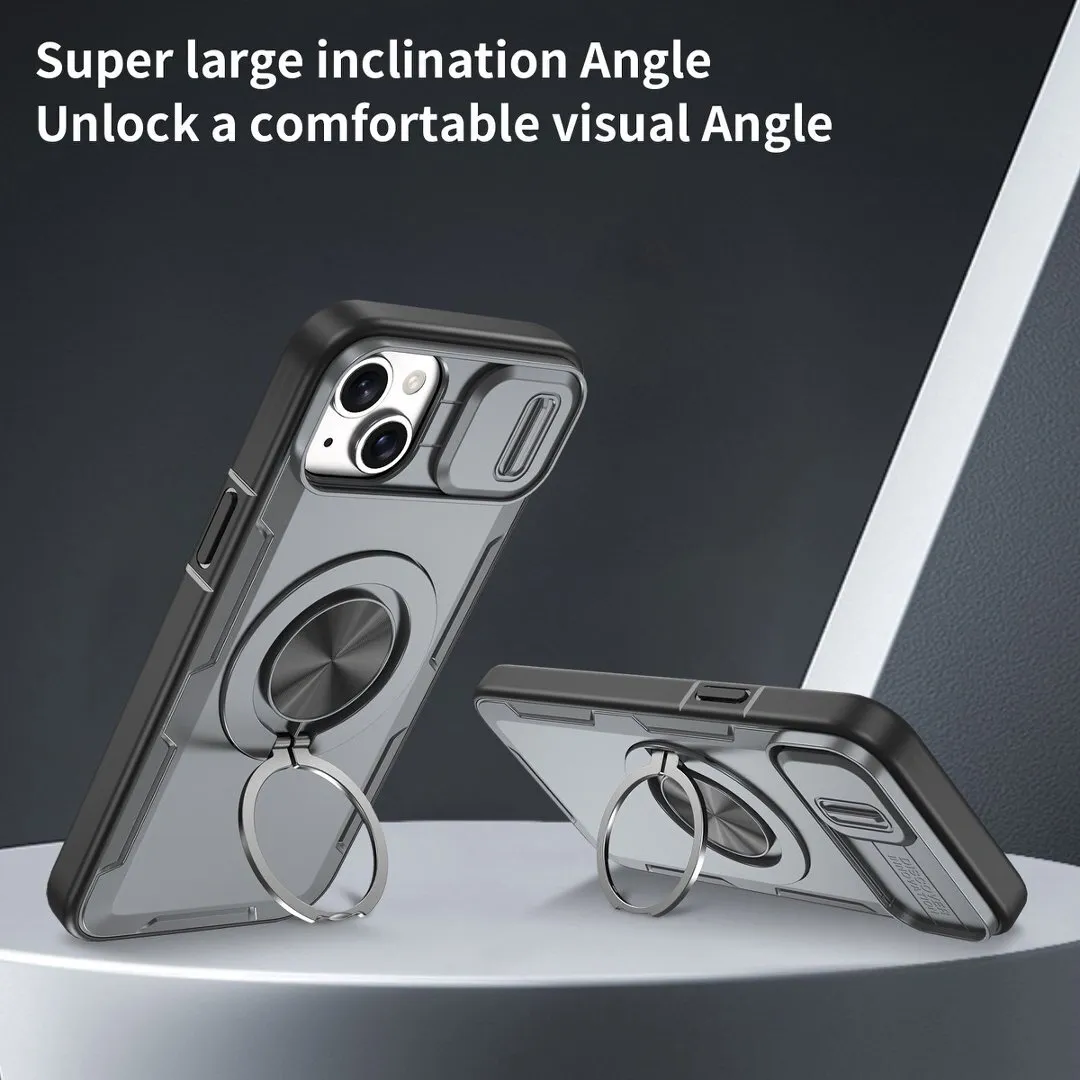 2-in-1 Magnetic Sliding Lens Case, Grey for iPhone 15 Plus - Image 2