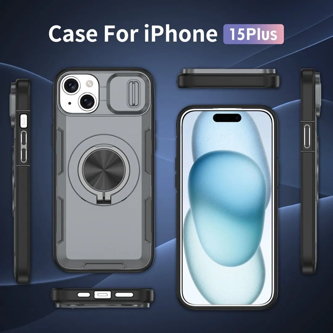 2-in-1 Magnetic Sliding Lens Case, Grey for iPhone 15 Plus - Image 4