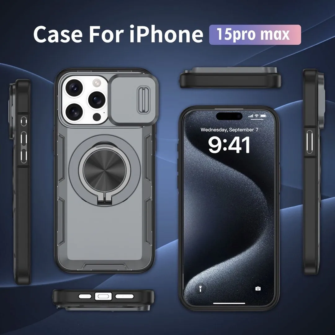 Red Warrior 2-in-1 Magnetic Sliding Lens Case grey for iPhone 15 Pro Max - Image 4