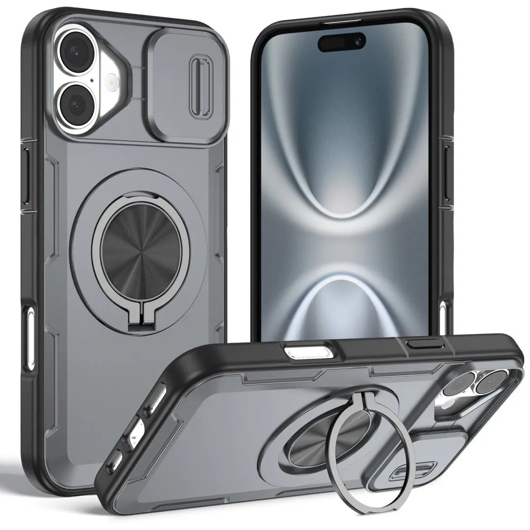 2-in-1 Magnetic Sliding Lens Case, Grey for iPhone 17 - Image 1