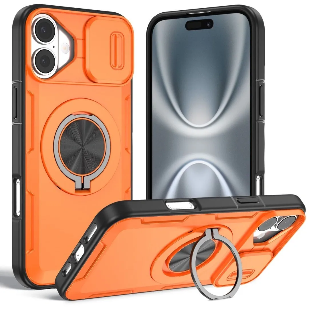 2-in-1 Magnetic Sliding Lens Case, Orange for iPhone 17 - Image 1