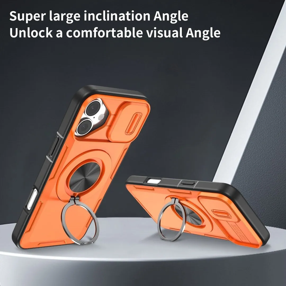 2-in-1 Magnetic Sliding Lens Case, Orange for iPhone 17 - Image 2