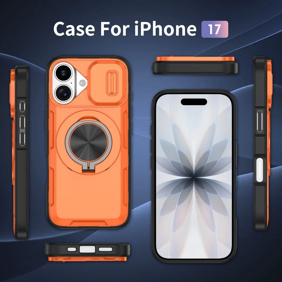 2-in-1 Magnetic Sliding Lens Case, Orange for iPhone 17 - Image 4