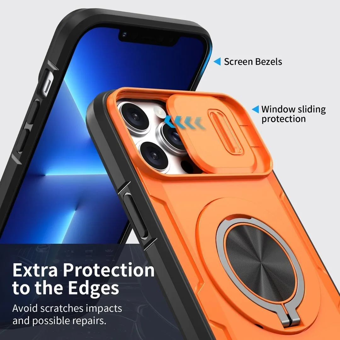 2-in-1 Magnetic Sliding Lens Case, Orange for iPhone 13 Pro Max - Image 4