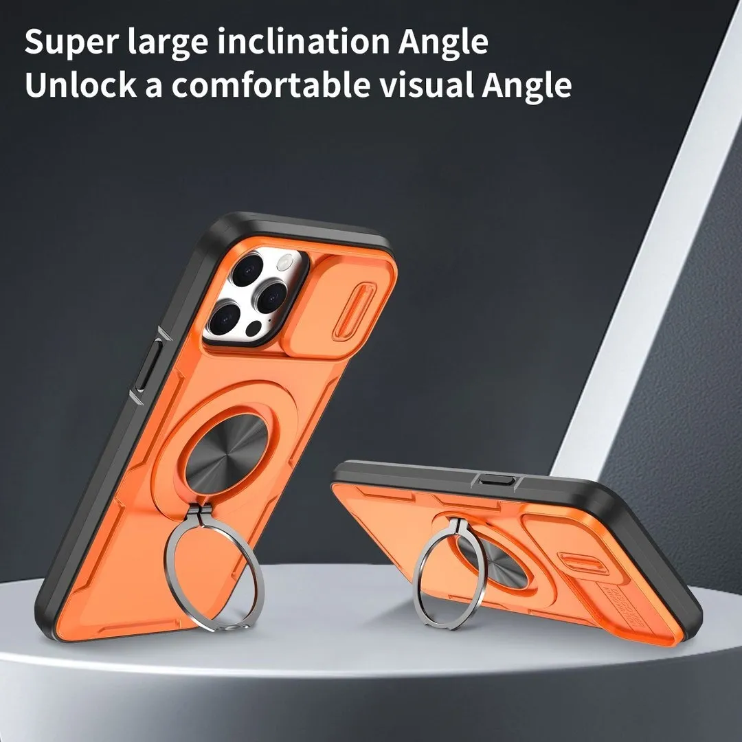 2-in-1 Magnetic Sliding Lens Case, Orange for iPhone 13 Pro - Image 3