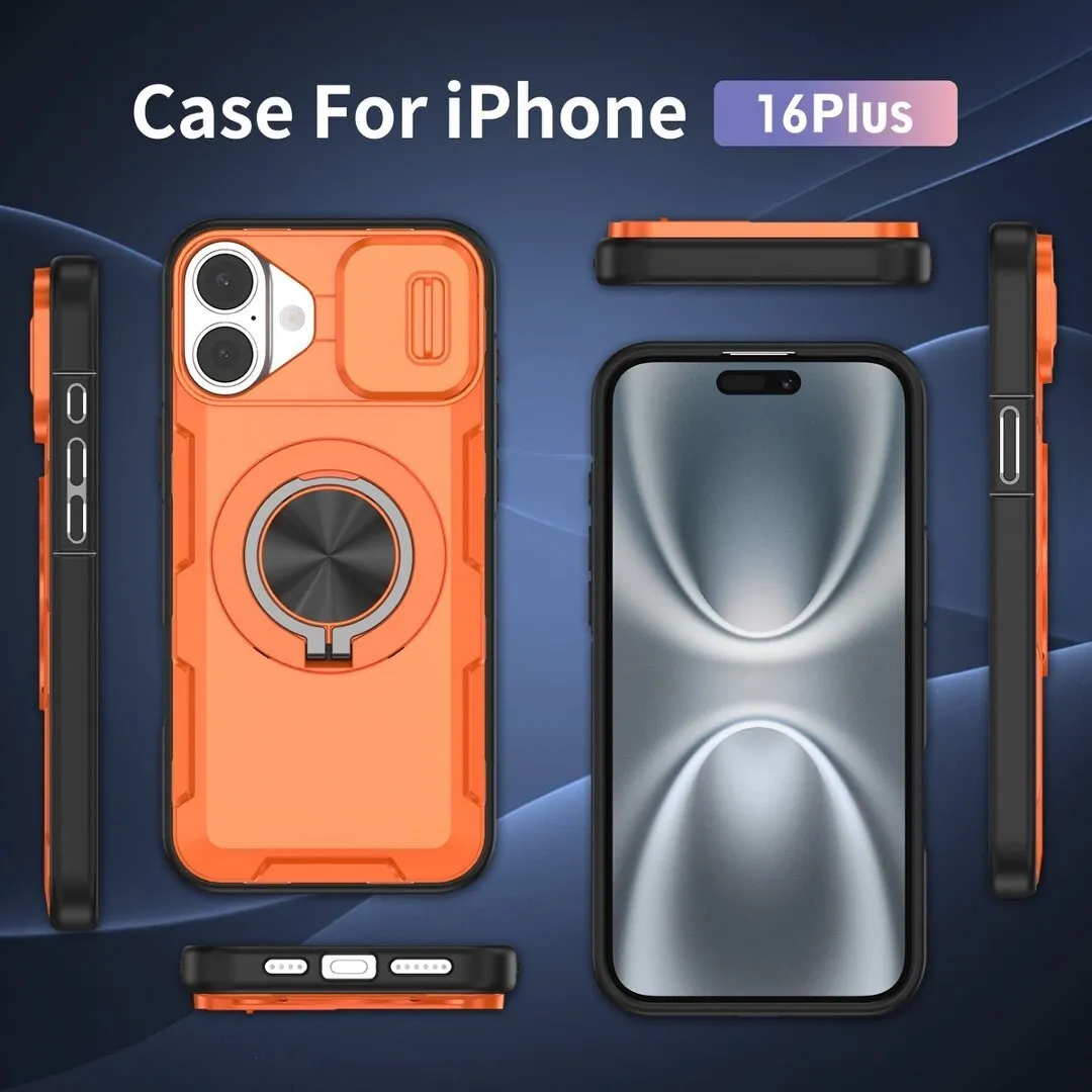 2-in-1 Magnetic Sliding Lens Case, Orange for iPhone 16 Plus - Image 4