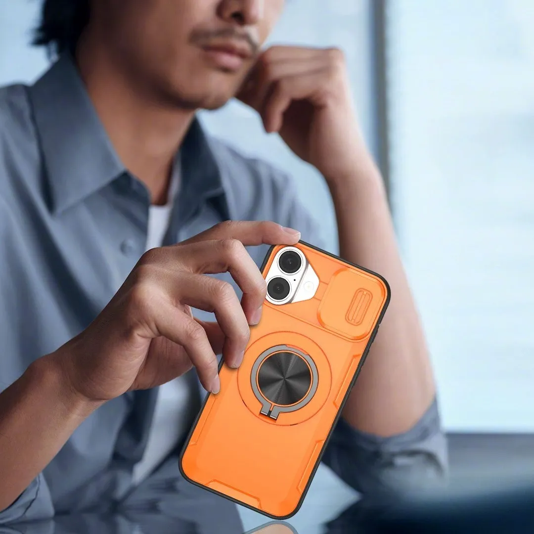 2-in-1 Magnetic Sliding Lens Case, Orange for iPhone 16 Plus - Image 5