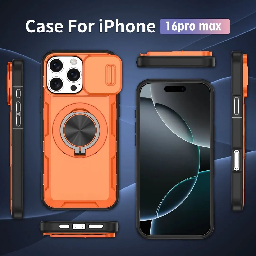 2-in-1 Magnetic Sliding Lens Case, Orange for iPhone 16 Pro Max - Image 5