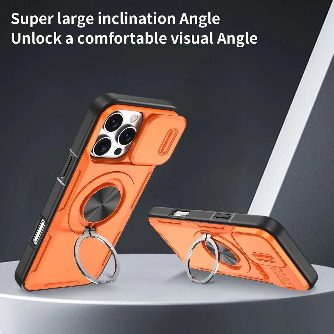 2-in-1 Magnetic Sliding Lens Case, Orange for iPhone 16 Pro - Image 3