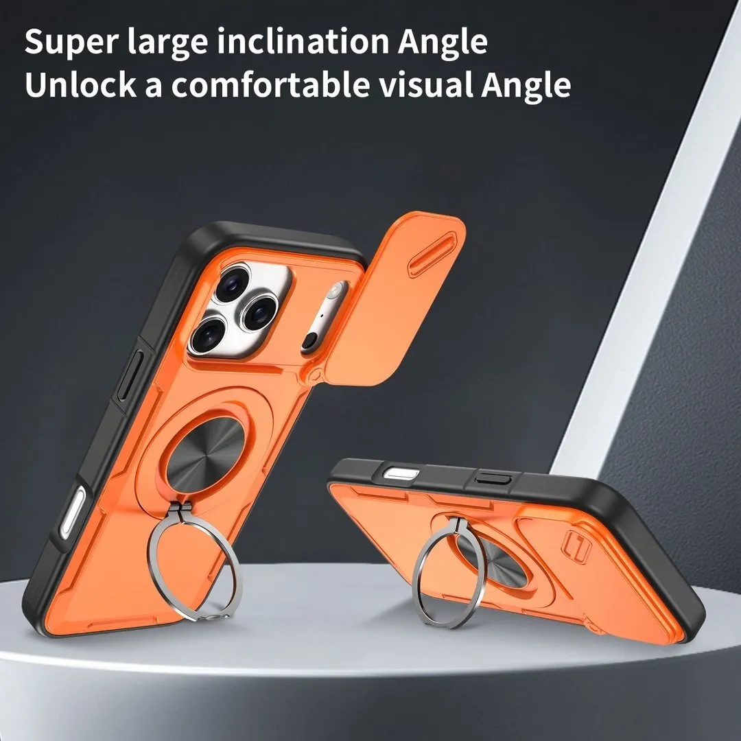2-in-1 Magnetic Sliding Lens Case, Orange for iPhone 17 Pro Max - Image 2