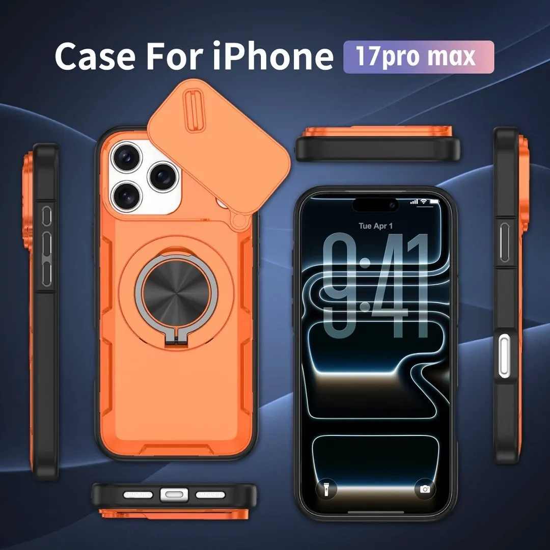 2-in-1 Magnetic Sliding Lens Case, Orange for iPhone 17 Pro Max - Image 5