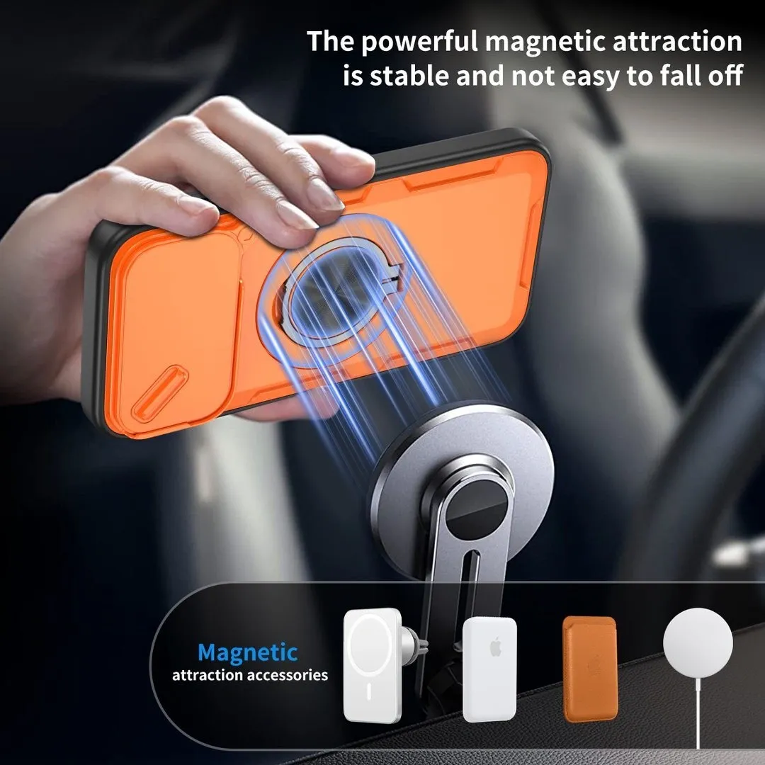 2-in-1 Magnetic Sliding Lens Case, Orange for iPhone 17 Pro - Image 3