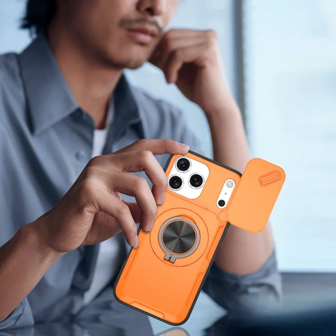2-in-1 Magnetic Sliding Lens Case, Orange for iPhone 17 Pro - Image 4
