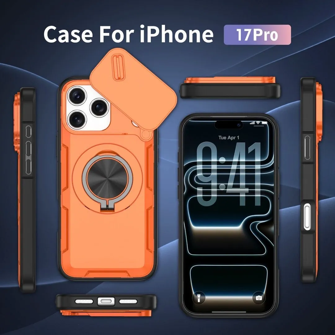 2-in-1 Magnetic Sliding Lens Case, Orange for iPhone 17 Pro - Image 5