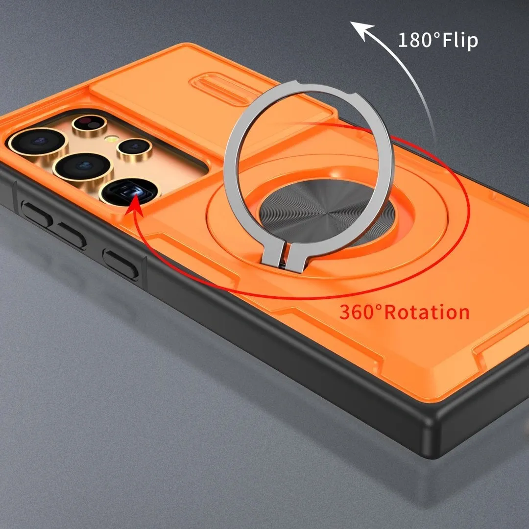 2-in-1 Magnetic Sliding Lens Case, Orange for Samsung S25Ultra - Image 2