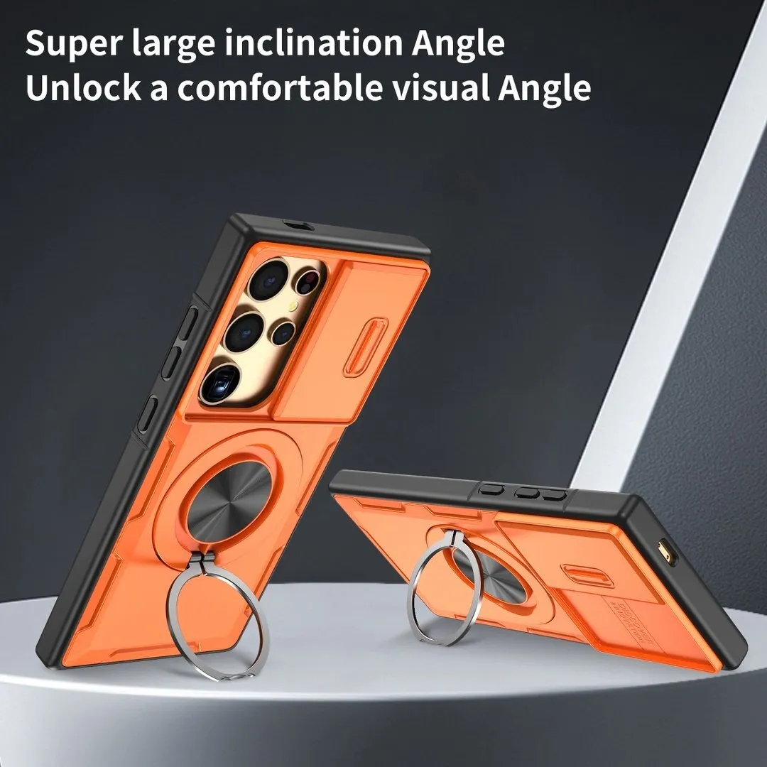 2-in-1 Magnetic Sliding Lens Case, Orange for Samsung S25Ultra - Image 3
