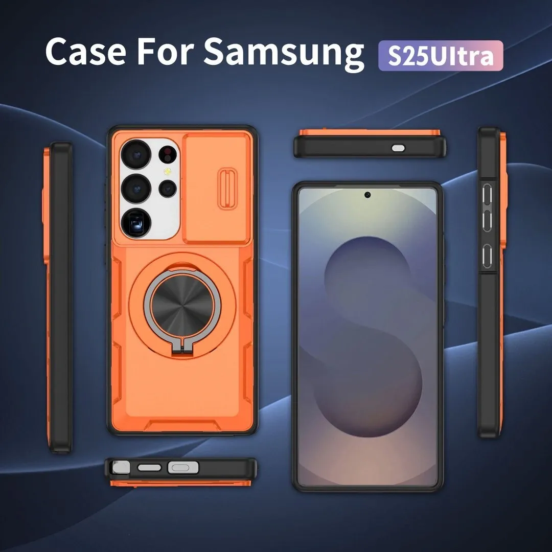 2-in-1 Magnetic Sliding Lens Case, Orange for Samsung S25Ultra - Image 5