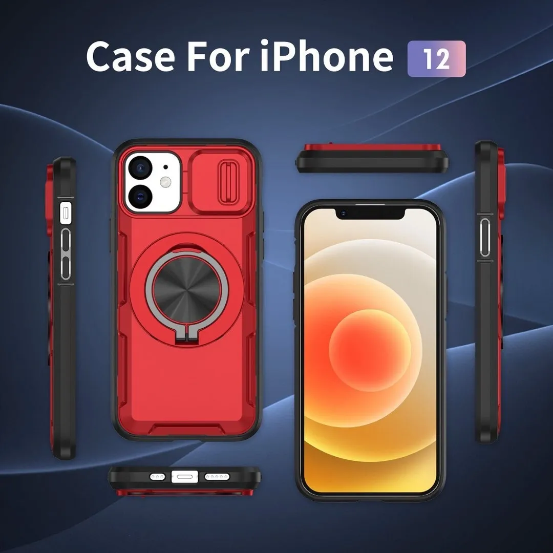2-in-1 Magnetic Sliding Lens Case, Red for iPhone 12 - Image 2