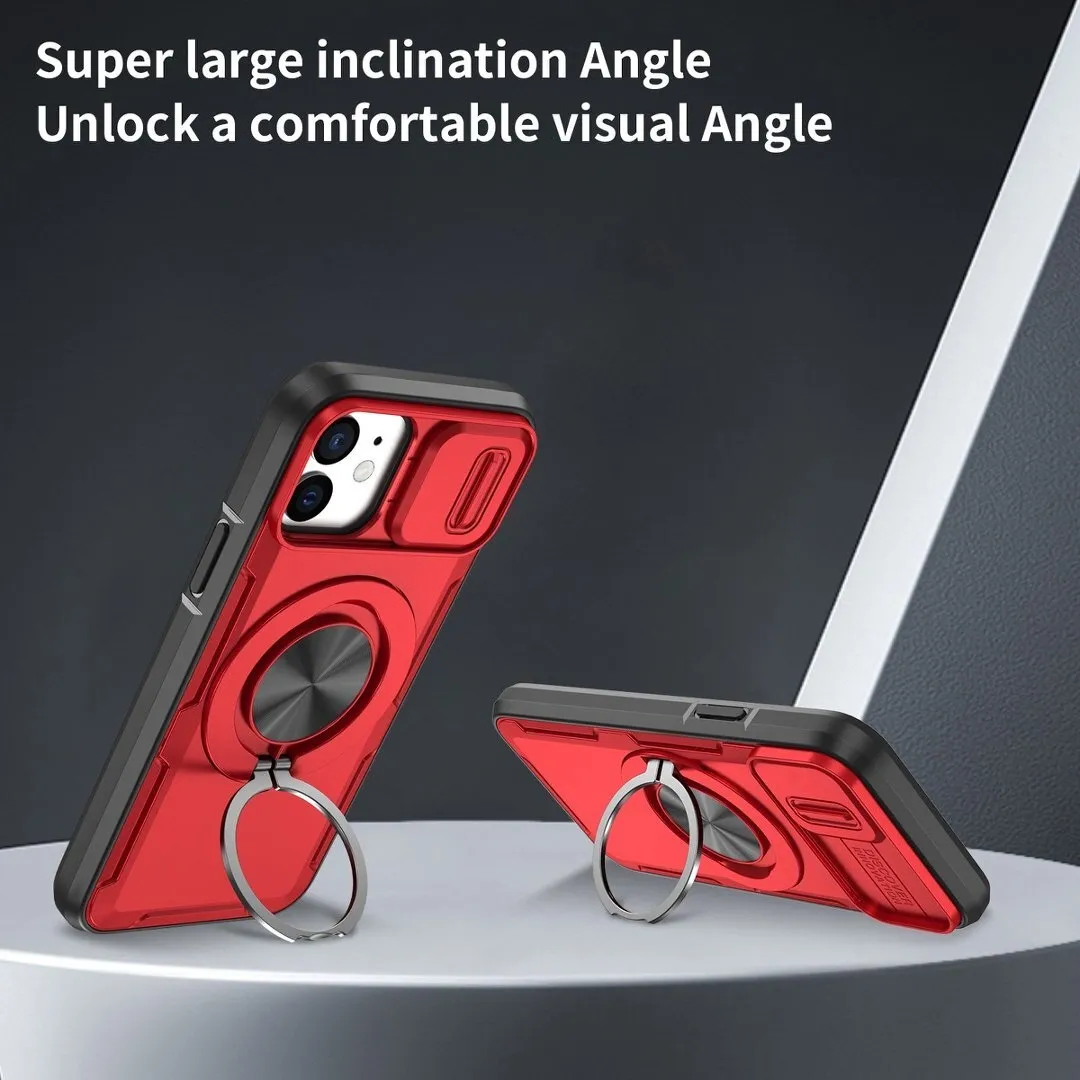 2-in-1 Magnetic Sliding Lens Case, Red for iPhone 12 - Image 3