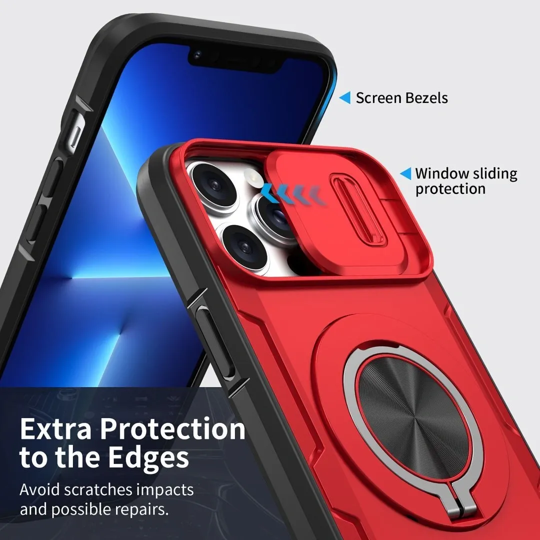 2-in-1 Magnetic Sliding Lens Case, Red for iPhone 12 Pro - Image 4
