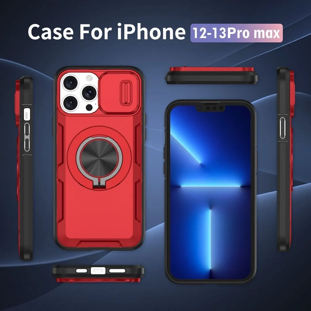 2-in-1 Magnetic Sliding Lens Case, Red for iPhone 13 Pro Max - Image 2