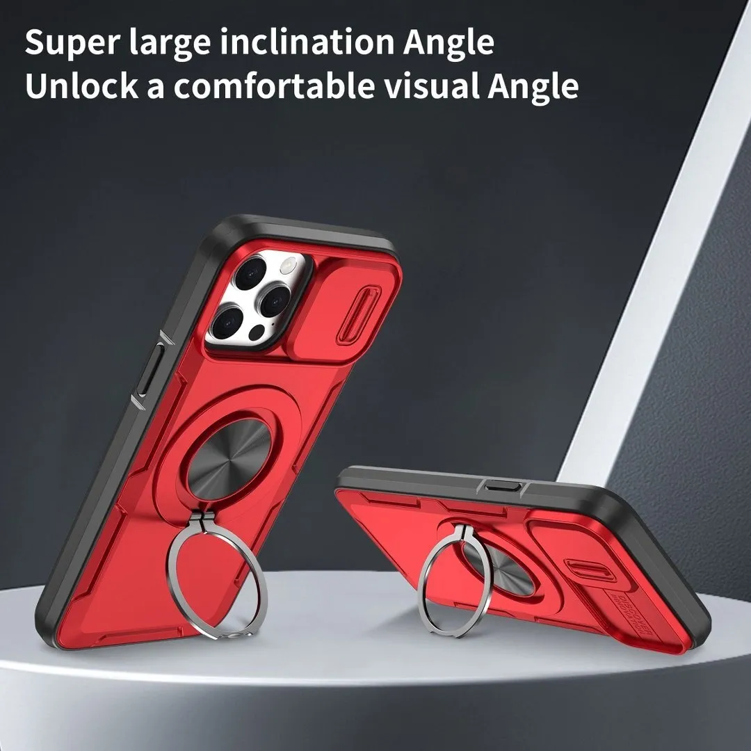 2-in-1 Magnetic Sliding Lens Case, Red for iPhone 13 Pro - Image 3