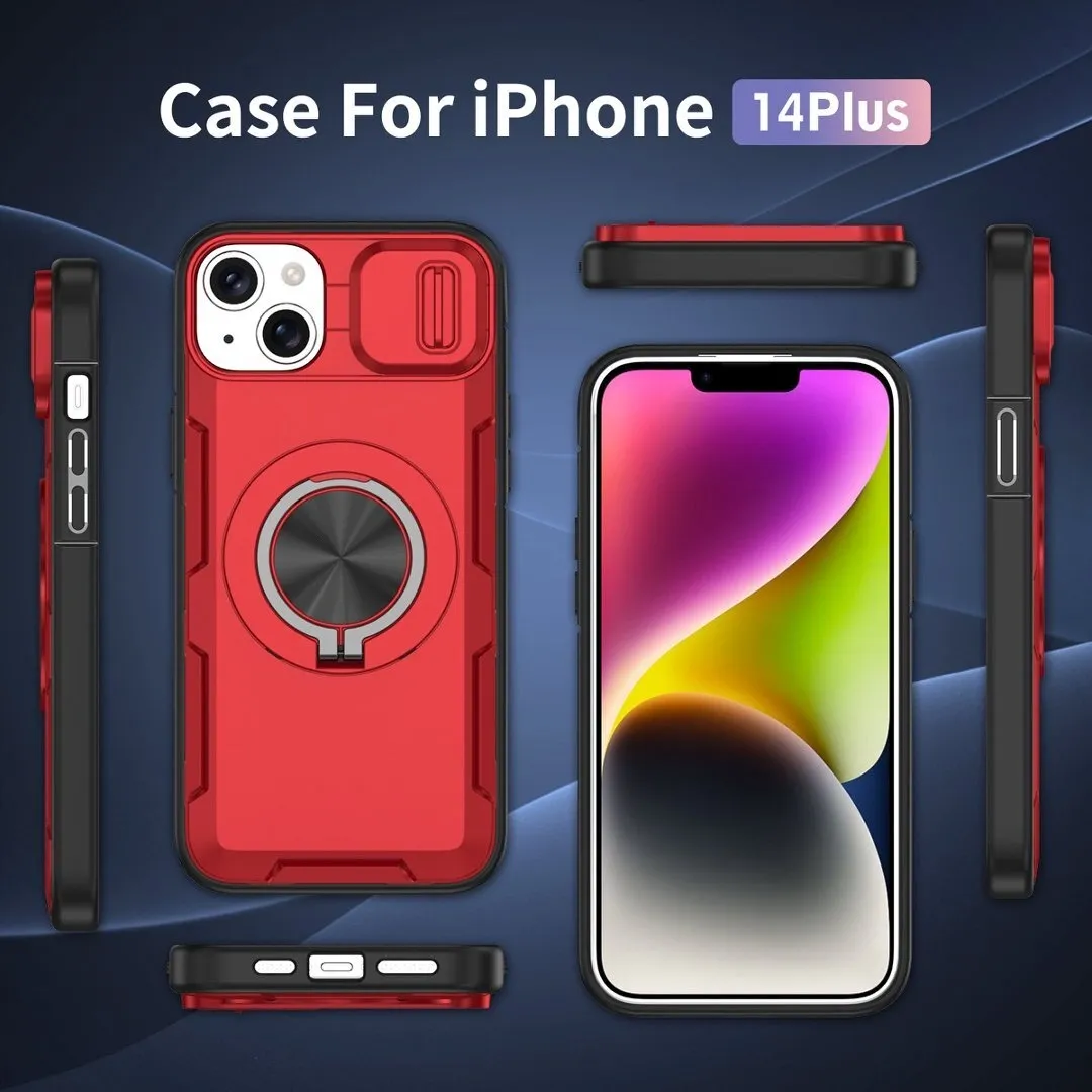 2-in-1 Magnetic Sliding Lens Case, Red for iPhone 14 Plus - Image 4