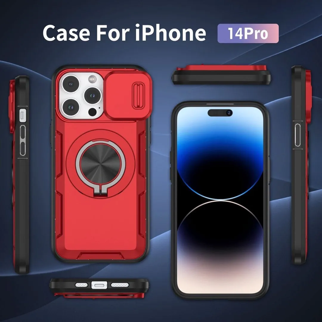 2-in-1 Magnetic Sliding Lens Case, Red for iPhone 14 Pro - Image 4