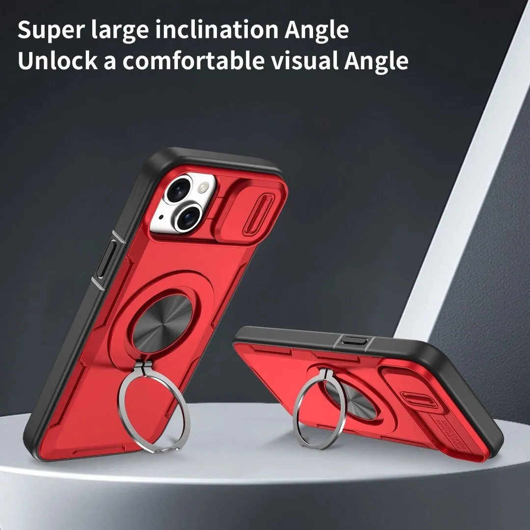 Red Warrior 2-in-1 Magnetic Sliding Lens Case Red for iPhone 15 Plus - Image 2