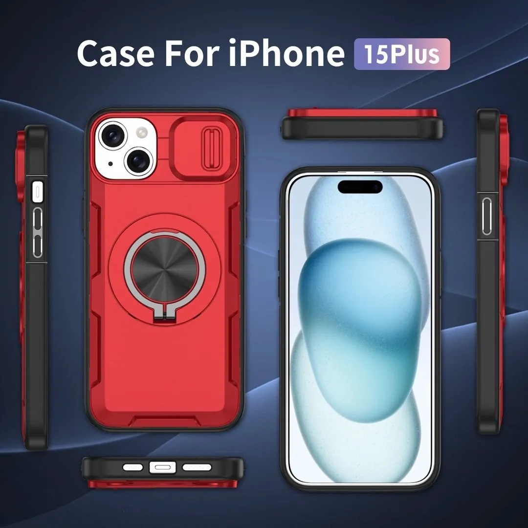 Red Warrior 2-in-1 Magnetic Sliding Lens Case Red for iPhone 15 Plus - Image 4