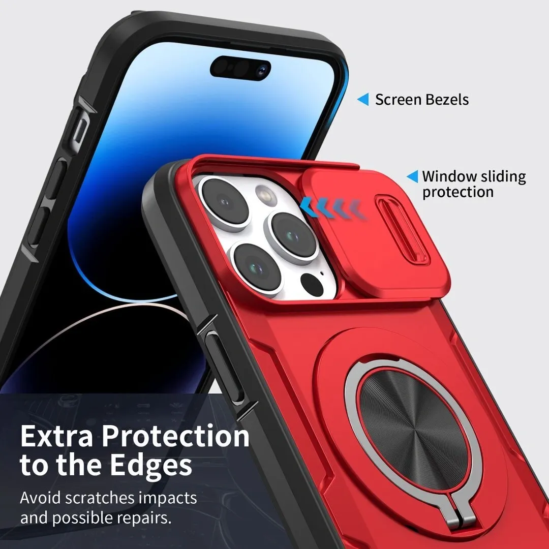 Red Warrior 2-in-1 Magnetic Sliding Lens Case Red for iPhone 15 Pro Max - Image 5