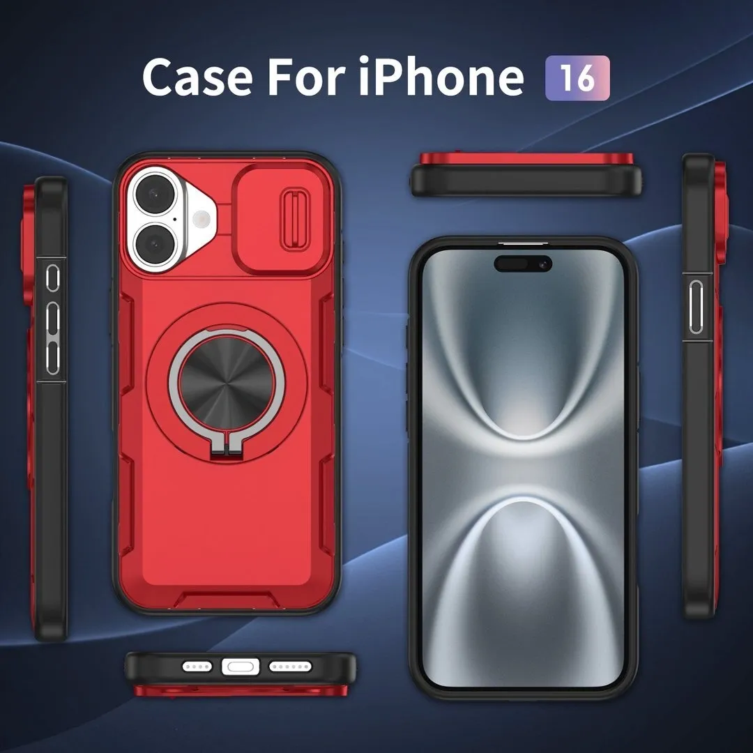 2-in-1 Magnetic Sliding Lens Case, Red for iPhone 16 - Image 4