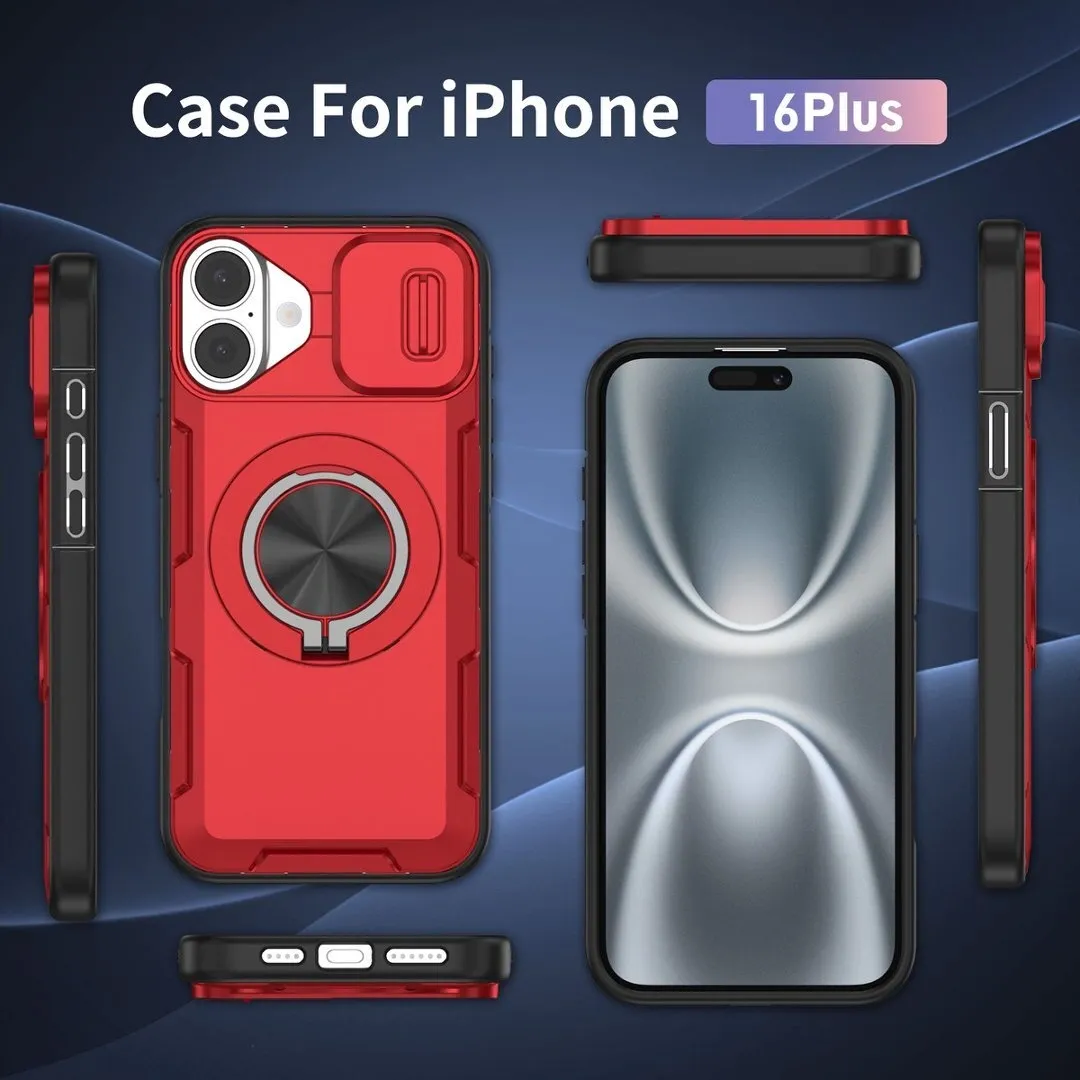 2-in-1 Magnetic Sliding Lens Case, Red for iPhone 16 Plus - Image 4