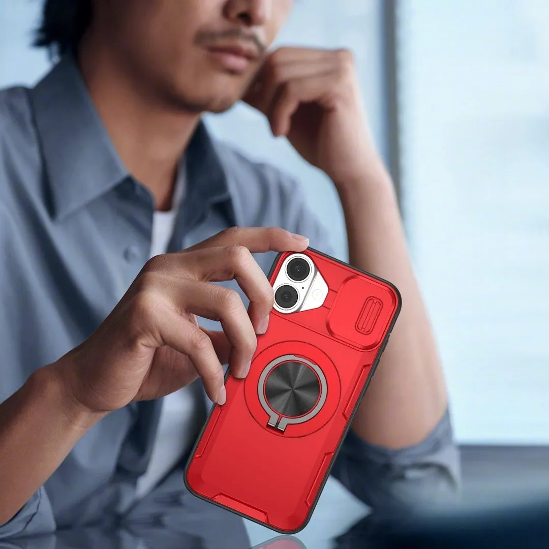 2-in-1 Magnetic Sliding Lens Case, Red for iPhone 16 Plus - Image 5