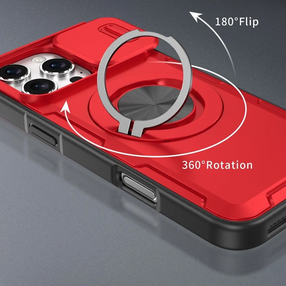 2-in-1 Magnetic Sliding Lens Case, Red for iPhone 16 Pro Max - Image 2