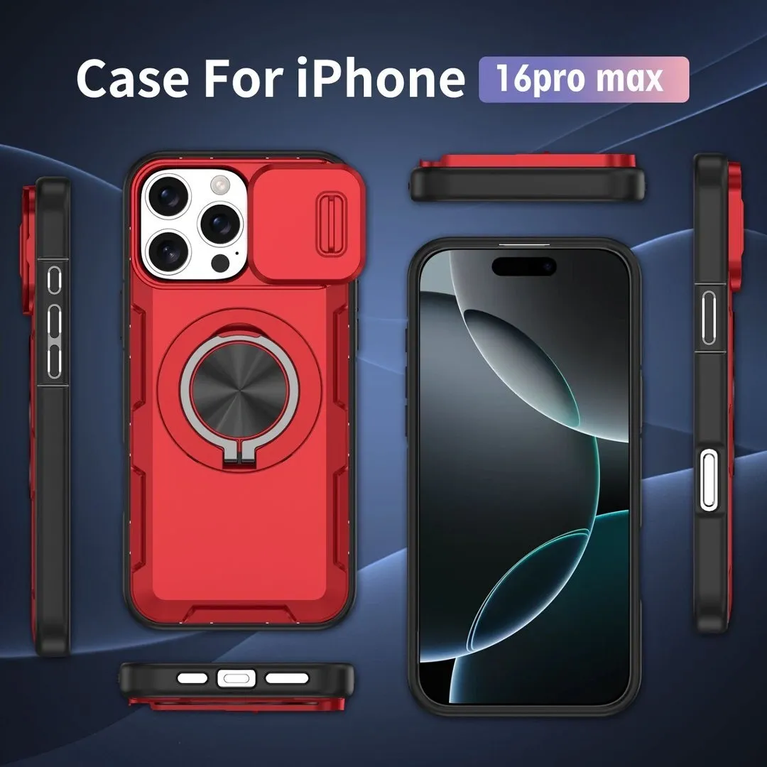 2-in-1 Magnetic Sliding Lens Case, Red for iPhone 16 Pro Max - Image 5