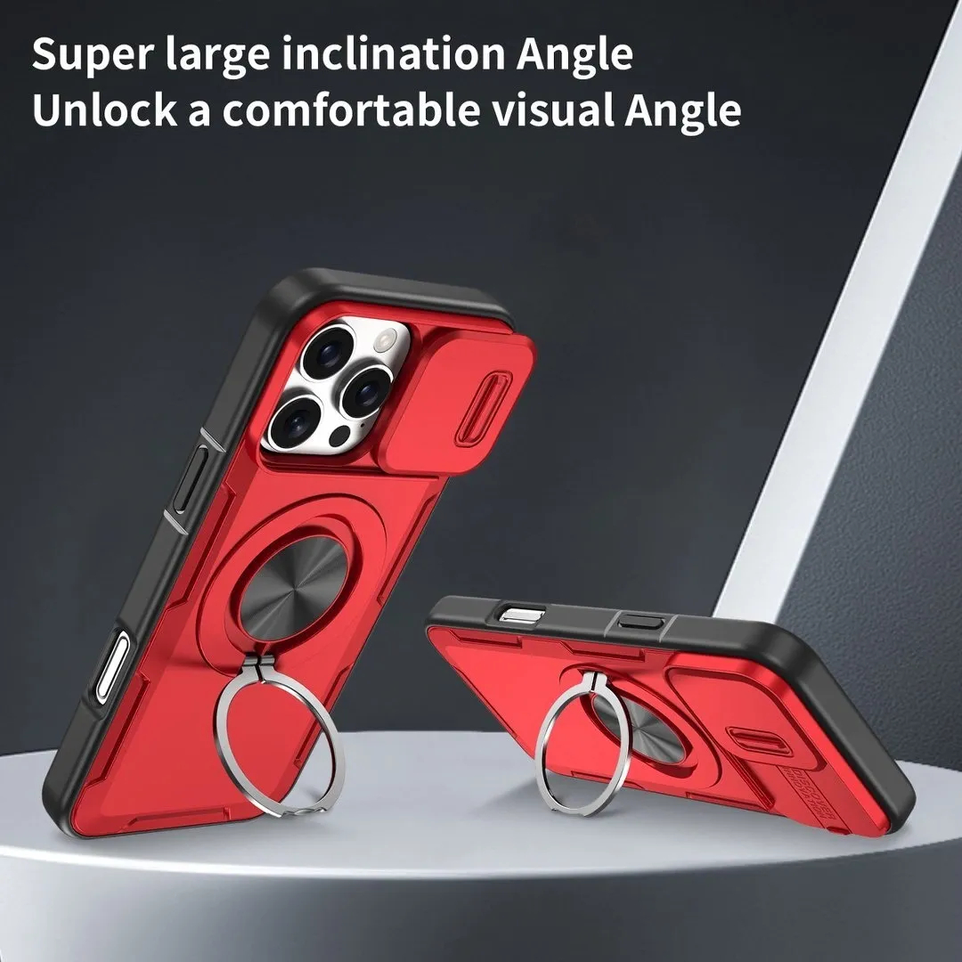 2-in-1 Magnetic Sliding Lens Case, Red for iPhone 16 Pro - Image 3