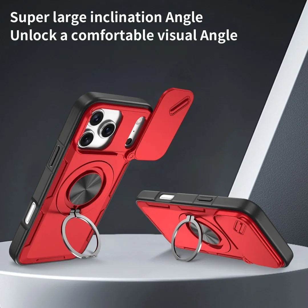 2-in-1 Magnetic Sliding Lens Case, Red for iPhone 17 Pro Max - Image 2