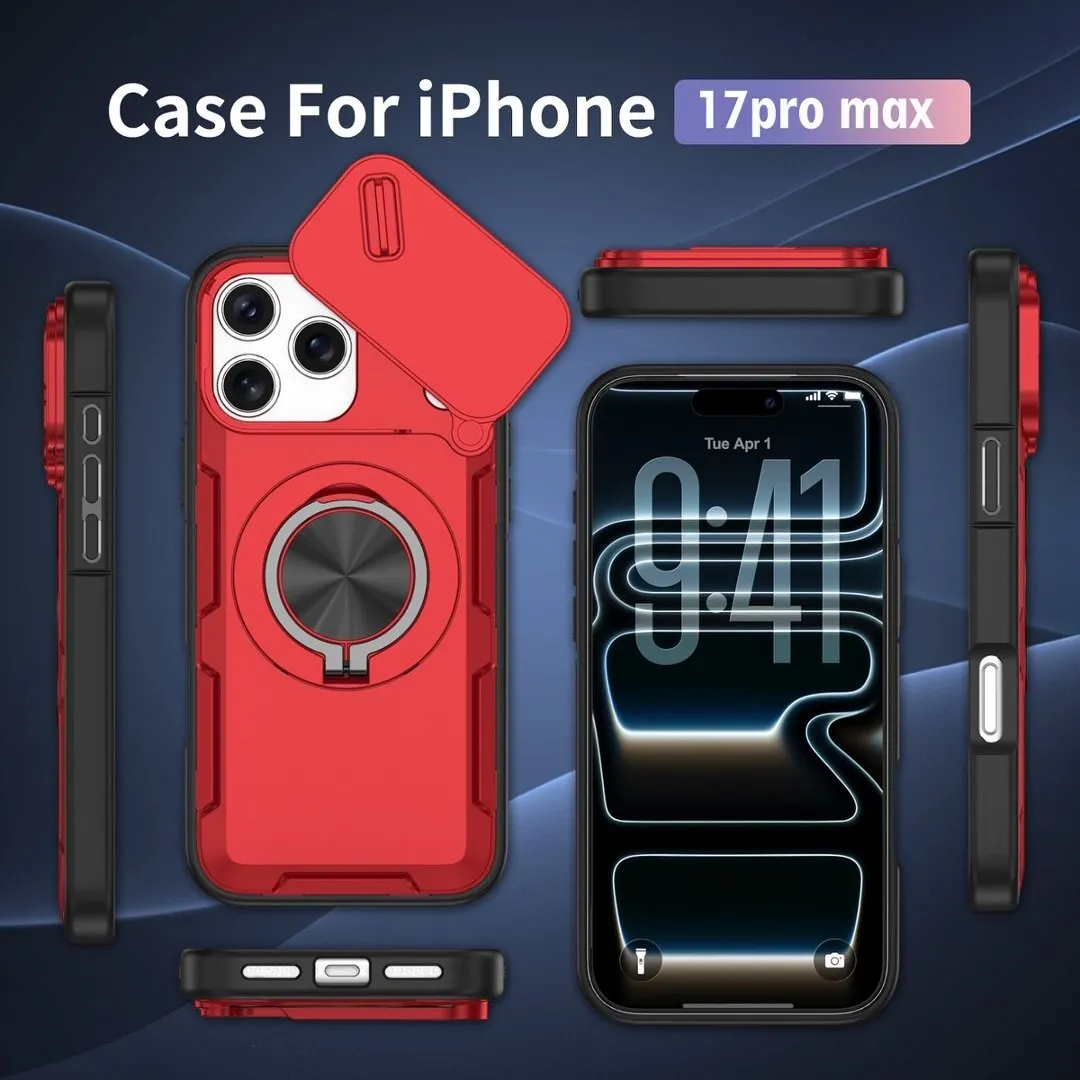 2-in-1 Magnetic Sliding Lens Case, Red for iPhone 17 Pro Max - Image 5