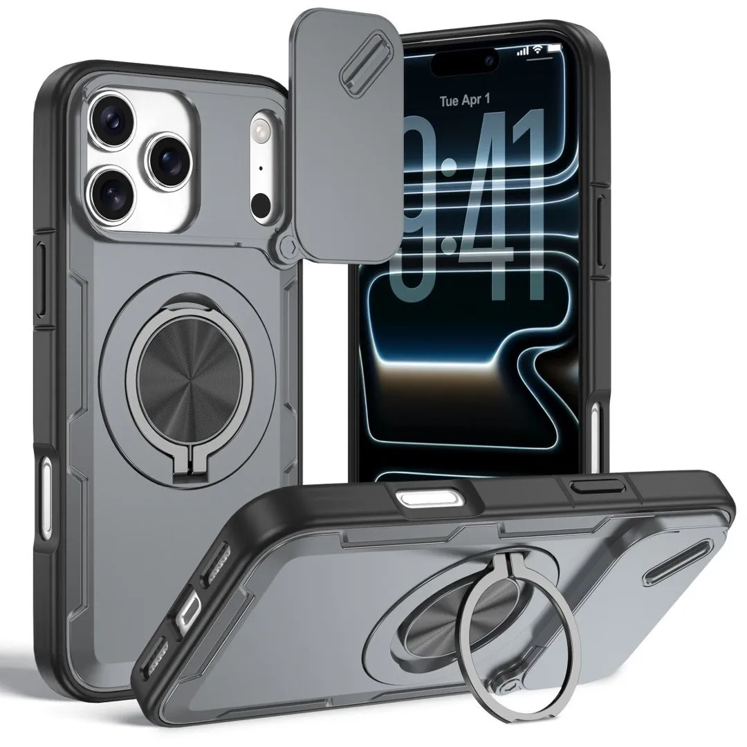2-in-1 Magnetic Sliding Lens Case, Grey for iPhone 17 Pro - Image 1