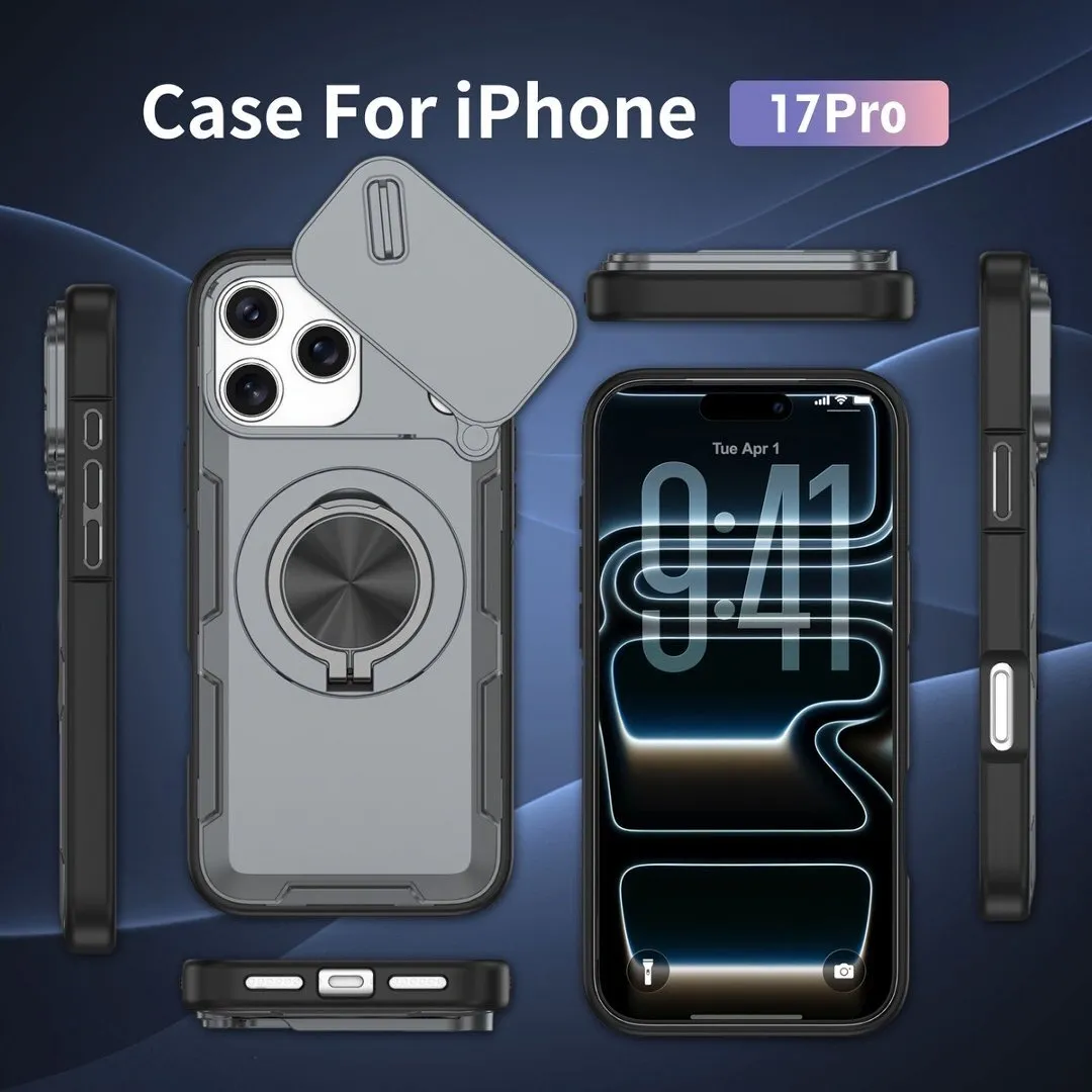 2-in-1 Magnetic Sliding Lens Case, Grey for iPhone 17 Pro - Image 5