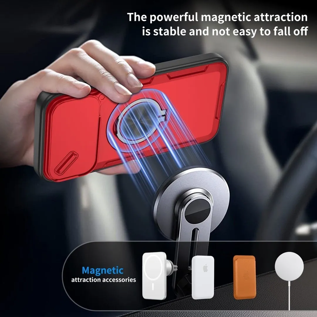 2-in-1 Magnetic Sliding Lens Case, Red for iPhone 17 Pro - Image 3