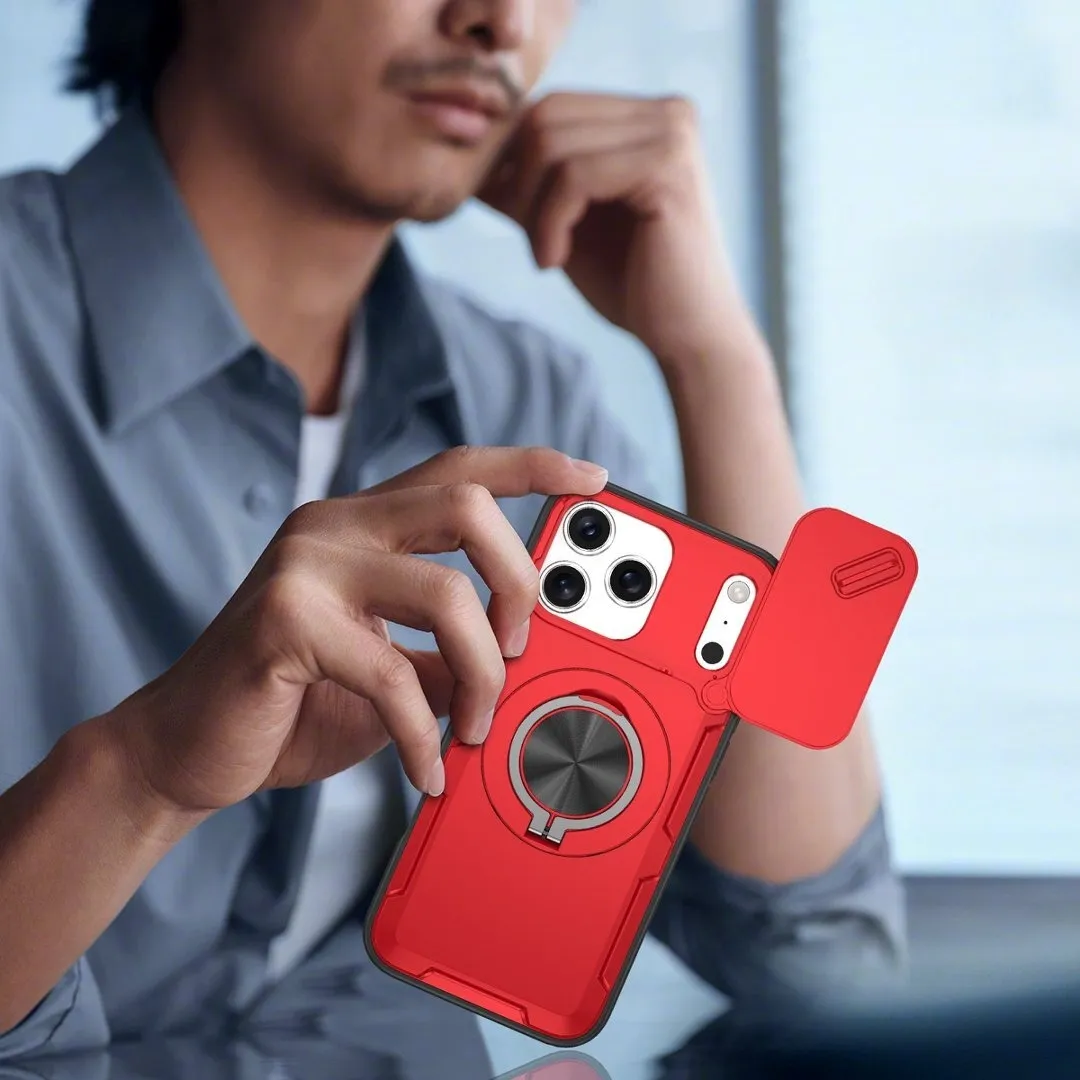 2-in-1 Magnetic Sliding Lens Case, Red for iPhone 17 Pro - Image 4