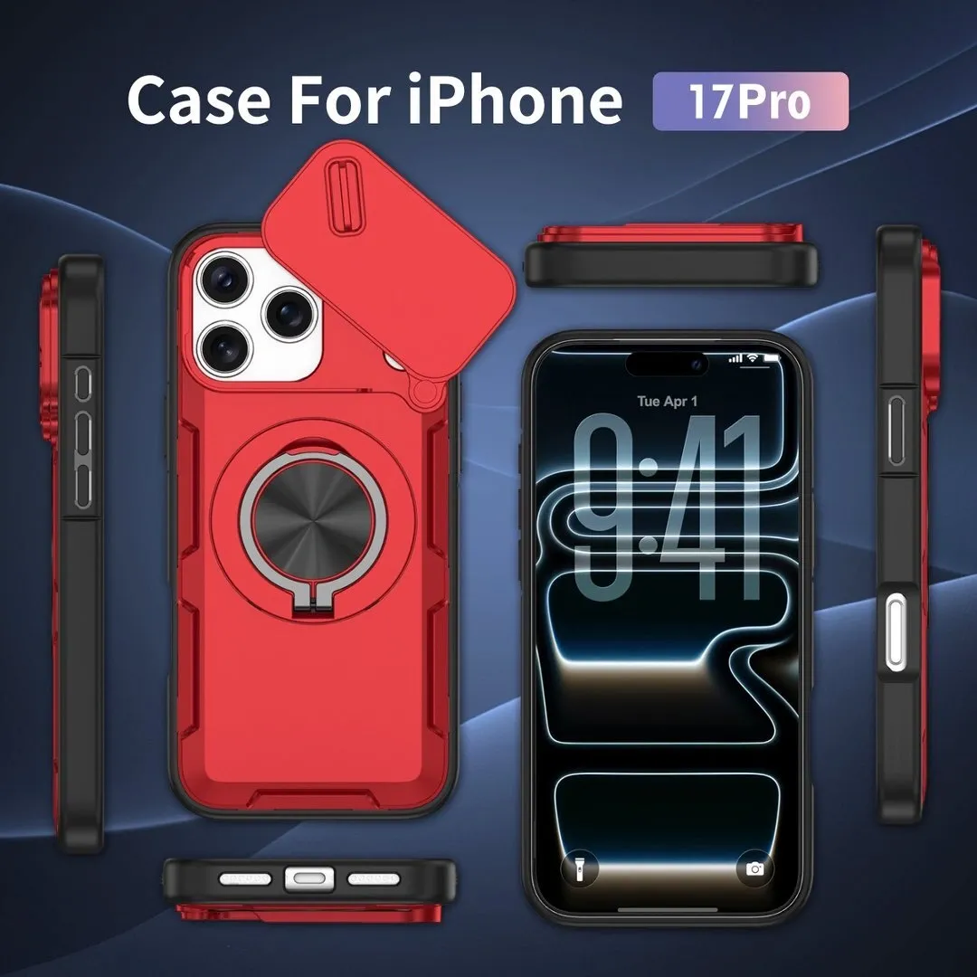 2-in-1 Magnetic Sliding Lens Case, Red for iPhone 17 Pro - Image 5