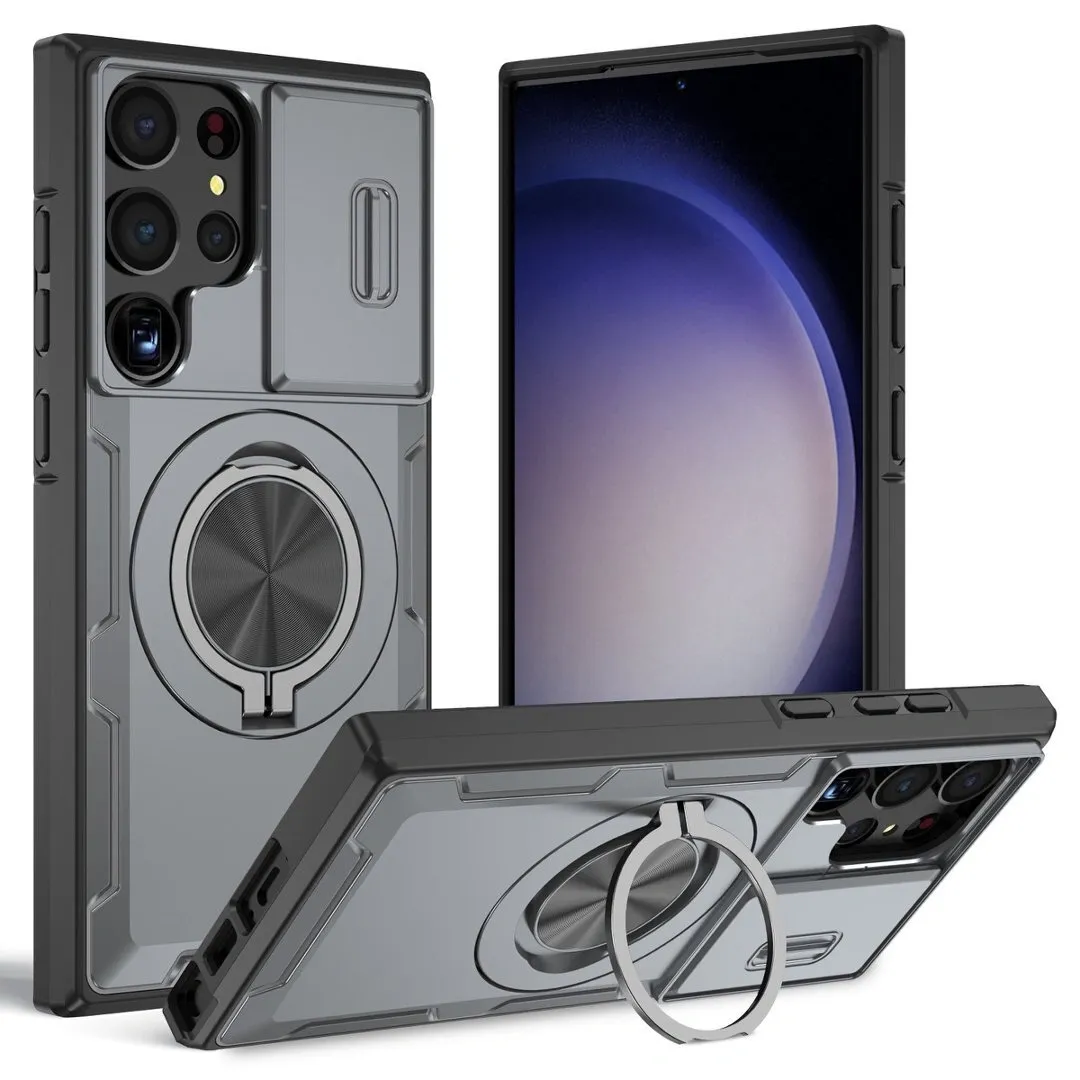 2-in-1 Magnetic Sliding Lens Case, Grey for Samsung S23Ultra - Image 1