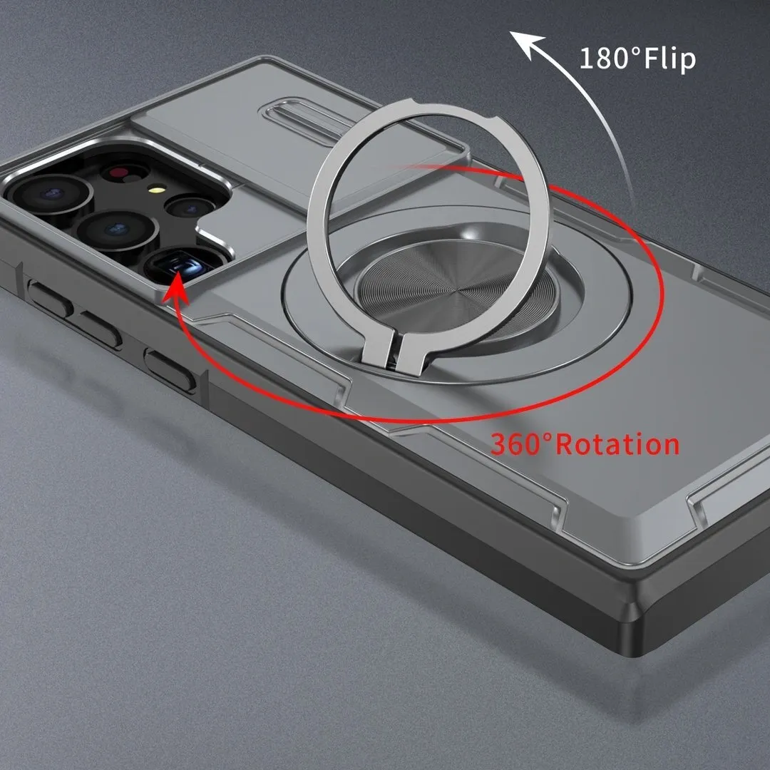 2-in-1 Magnetic Sliding Lens Case, Grey for Samsung S23Ultra - Image 2