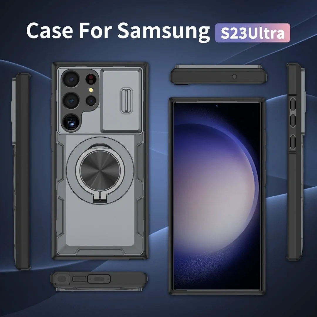 2-in-1 Magnetic Sliding Lens Case, Grey for Samsung S23Ultra - Image 5