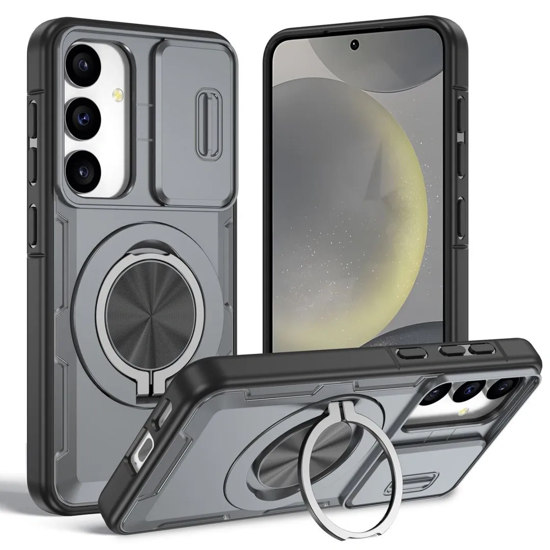 2-in-1 Magnetic Sliding Lens Case, Grey for Samsung S24 - Image 1