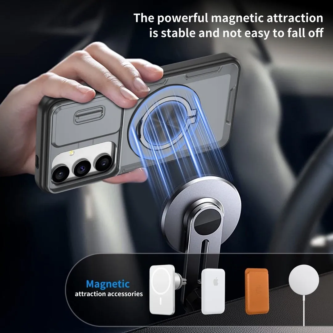2-in-1 Magnetic Sliding Lens Case, Grey for Samsung S24 - Image 4
