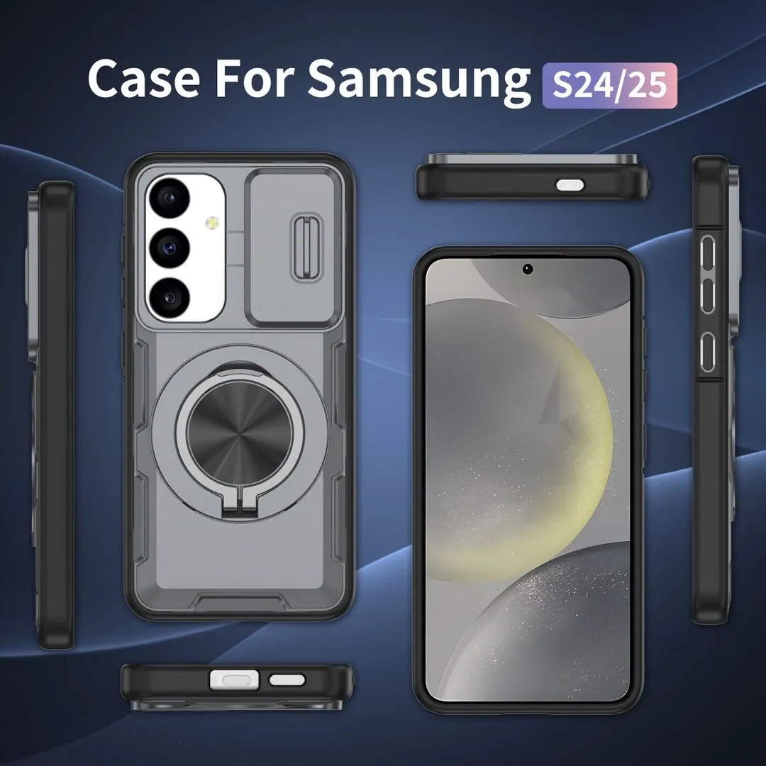 2-in-1 Magnetic Sliding Lens Case, Grey for Samsung S24 - Image 5